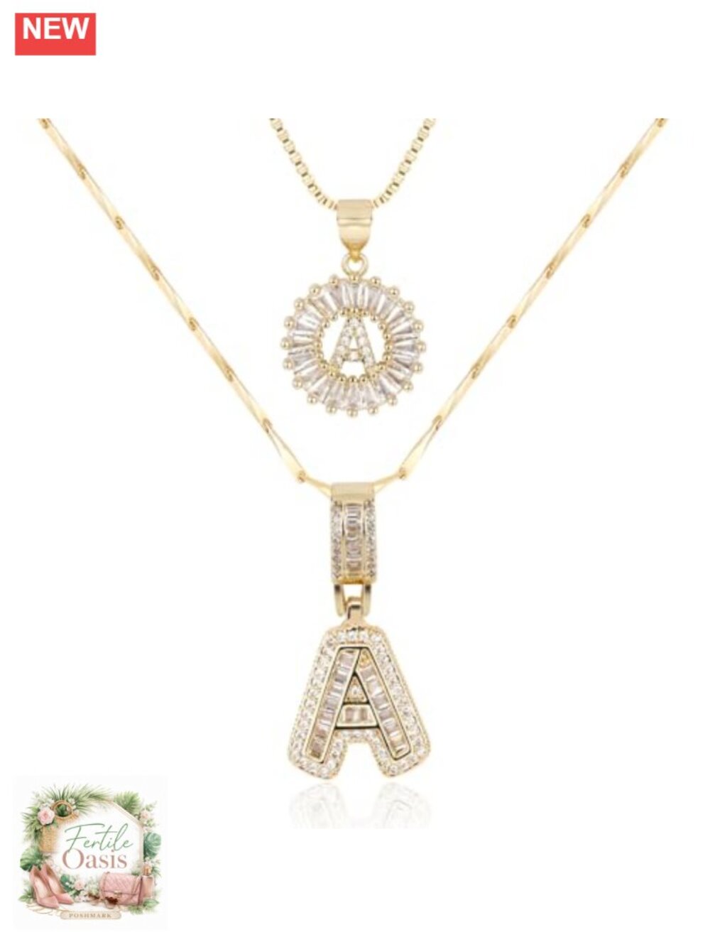 14k Gold Plated Custom Name Letter Necklace Dainty Pendant Zirconia Jewelry Gift